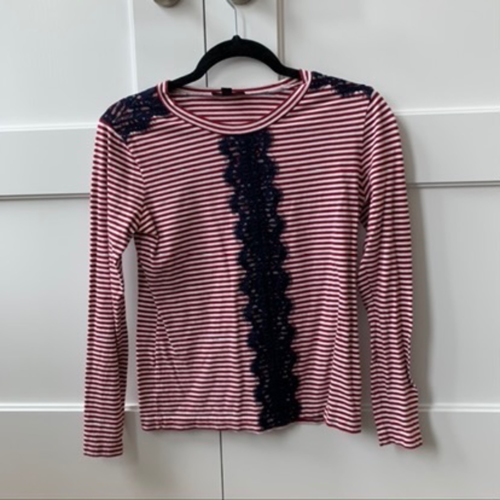 EUC JCREW WOMENS SHIRT WITH LACE DETAILING IN XS